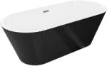 Mexen Yara szabadon álló bordázott kád 170 x 75 cm, fehér/fekete, rózsaarany túlfolyó - 52861707575-60 (52861707575-60)