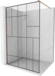Mexen Kioto zuhanyfal Walk-in 120 x 200 cm, fekete minta 8 mm, kefélt réz - 800-120-101-65-78 (800-120-101-65-78)