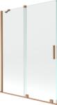 Mexen Velar fürdőkád paraván, 2 szárnyas tolóajtó, 130 x 150 cm, átlátszó, kefélt réz - 896-130-000-01-65 (896-130-000-01-65)