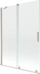 Mexen Velar kétszárnyú, 130 x 150 cm méretű, átlátszó, szálcsiszolt nikkel kádparaván - 896-130-000-01-97 (896-130-000-01-97)