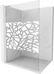 Mexen Kioto+ L zuhanyfal polccal, Walk-in 80 x 200 cm, fehér minta, kefefényes nikkel - 800-080-123-97-85 (800-080-123-97-85)