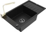 Mexen Elias egymedencés gránit mosogató csepegtetővel és Rita konyhai csappal, fekete - 6511-77-670300-50-B (6511-77-670300-50-B)