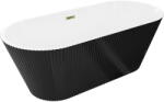 Mexen Yara szabadon álló bordázott fürdőkád 170 x 75 cm, fehér/fekete, arany túlfolyó - 52861707575-50 (52861707575-50)