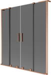 Mexen Velar L Duo kád feletti paraván, 2-szárnyú tolóajtós, 160 x 150 cm, grafit, csiszolt réz - 896-160-003-42-65 (896-160-003-42-65)