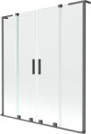 Mexen Velar L Duo 2-paneles kádparaván tolóajtós 140 x 150 cm, átlátszó, gun metal - 896-140-003-02-95 (896-140-003-02-95)