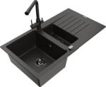 Mexen Matias gránit mosogató 1, 5 rekeszes csepegtetővel és Duero konyhai csapteleppel, fekete/arany - 6502-75-671600-70-B (6502-75-671600-70-B)