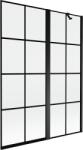 Mexen Mist 2-szárnyú kádparaván 130 x 150 cm, fekete rácsos, jobb - 8A9-130-011-70-77-P (8A9-130-011-70-77-P)