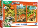 Trefl Puzzle 3x80 Treflícii în lumea dinozaurilor (34888) Puzzle