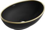 Mexen Elza pultra szerelhető mosdó 40 x 33 cm, fekete matt/arany szegély - 21014025 (21014025)
