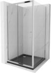 Mexen Apia tolóajtós zuhanykabin 90 x 90 cm, átlátszó, króm + Flat zuhanytálca, fekete - 840-090-090-01-00-4070 (840-090-090-01-00-4070)