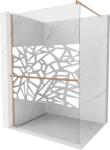 Mexen Kioto+ zuhanyfal polccal Walk-in 100 x 200 cm, fehér mintás, selyemfényű réz - 800-100-121-65-85 (800-100-121-65-85)