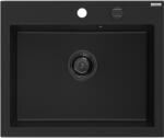 Mexen Elix gránit mosogató 1-medencés 600 x 500 mm, fekete, fekete szifon - 6525601005-77-B (6525601005-77-B)