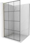 Mexen Kioto L zuhanyfal Walk-in 100 x 200 cm, fekete rács, arany szálcsiszolt - 800-100-103-55-77 (800-100-103-55-77)