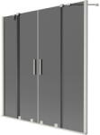 Mexen Velar Kétszárnyú fürdőszobai paraván, 140 x 150 cm, grafit, kefélt nikkel - 896-140-000-42-97 (896-140-000-42-97)