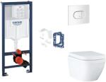 GROHE Rapid SL - Készlet fali beépítéshez, SoftClose ülőke, Arena Cosmopolitan gombok és bedobható tabletta készlet, Triple Vortex, alpesi fehér SANI11BB3150 (SANI11BB3150)