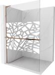 Mexen Kioto+ L zuhanyfal polccal Walk-in 100 x 200 cm, fehér minta, rózsaarany - 800-100-123-60-85 (800-100-123-60-85)