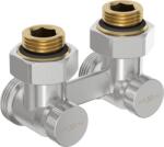 Mexen Uni-Term duplacsöves radiátorszelep DN50, szögletes 1/2"x3/4", nikkel - W911-012-01 (W911-012-01)