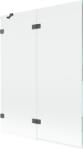 Mexen Lunar 2-szárnyú bal oldali kádparaván 130 x 150 cm, átlátszó, fegyverszürke kefe - 897-130-100-66-00-L (897-130-100-66-00-L)