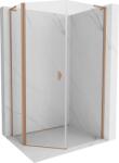 Mexen Mist L ötszögletű aszimmetrikus nyíló zuhanykabin 80x90 cm, átlátszó, kefélt réz - 8A8L-080-090-65-00 (8A8L-080-090-65-00)