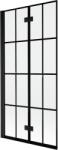 Mexen Mist kétajtós bal oldali fürdőkád paraván 90 x 150 cm, fekete rács, fekete - 8A9-090-002-70-77-L (8A9-090-002-70-77-L)