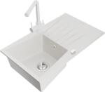 Mexen Cesar 1 rekeszes gránit mosogató csepegtetővel és Duero konyhai csapteleppel, fehér - 6514-20-671600-20 (6514-20-671600-20)