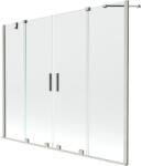 Mexen Velar Duo kétpaneles fürdőszobai paraván, tolóajtós, 190 x 150 cm, átlátszó, szálcsiszolt nikkel - 896-190-000-02-97 (896-190-000-02-97)
