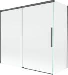 Mexen Rox 2-szárnyú fürdőszobai paraván, eltolható, 170 + 70 x 150 cm, átlátszó, gun szürke kefe - 8C9-170-070-66-00 (8C9-170-070-66-00)