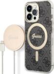 GUESS CG MOBILE GUESS 4G műanyag telefonvédő (textil hátlap, MagSafe + wireless töltő, 15W) FEKETE Apple iPhone 13 Pro Max (GUBPP13XH4EACSK) (GUE2288) (GUE2288)