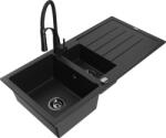 Mexen Andres 1, 5 rekeszes gránit mosogató csepegtetővel és Aster konyhai csappal, fekete - 6515-77-73450-70-B (6515-77-73450-70-B)