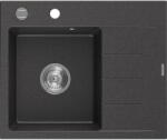 Mexen Ben gránit mosogató 1-medencés csepegtetővel, balos, 600 x 500 mm, fekete pöttyös, króm szifon - 6522605000-76 (6522605000-76)
