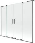 Mexen Velar L Duo 2-szárnyas, toló kádparaván 180 x 150 cm, átlátszó, gun gray szálcsiszolt - 896-180-003-02-66 (896-180-003-02-66)