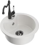 Mexen Diego gránit mosogató, 1 rekeszes, Carla konyhai csapteleppel, fehér - 6512-20-670700-70 (6512-20-670700-70)