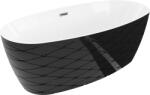 Mexen Olea szabadon álló kád minta 170 x 80 cm, fehér/fekete, gun gray szálcsiszolt túlfolyó - 52821708075-66 (52821708075-66)