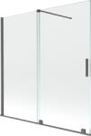 Mexen Velar kétszárnyú tolóajtós kádparaván 160 x 150 cm, átlátszó, szálcsiszolt puskaszürke - 896-160-000-01-66 (896-160-000-01-66)