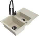 Mexen Gaspar gránit mosogató 1, 5 rekeszes, csepegtetővel és Aster konyhai csappal, bézs - 6507-69-73450-70-B (6507-69-73450-70-B)