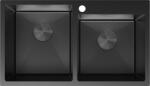 Mexen Xorin kétrészes acél mosogató 780 x 450 mm, fekete - 6441782000-70 (6441782000-70)