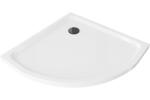 Mexen Flat félkör alakú slim zuhanytálca 80 x 80 cm, fehér, fekete szifon - 41108080B (41108080B)