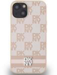 DKNY iPhone 15 kockás mintás csíkkal PU Bőr Telefon tok - Pink (DKHCP15SPCPTSSP) (DKHCP15SPCPTSSP)