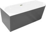 Mexen Silo sarokmenti szabadon álló fürdőkád bal oldali bordázott 170 x 80 cm, fehér/szürke, arany túlfolyó - 52891708062L-50 (52891708062L-50)