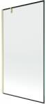 Mexen Next egy szárnyas fürdőkád paraván 100 x 150 cm, fekete keret, arany kefélt - 895-100-000-00-70-55 (895-100-000-00-70-55)