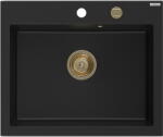 Mexen Elix egykamrás gránit mosogató 600 x 500 mm, fekete, arany szifon - 6525601005-77-G (6525601005-77-G)