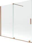 Mexen Velar kétszárnyú, toló, fürdőkád paraván 180 x 150 cm, átlátszó, kefélt réz - 896-180-000-01-65 (896-180-000-01-65)