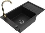 Mexen Elias gránit egytálcás mosogató csepegtetővel és Telma konyhai csapteleppel, fekete - 6511-77-670200-50-B (6511-77-670200-50-B)