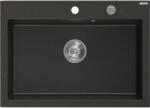 Mexen Elix egymedencés gránit mosogató 700 x 500 mm, fekete/arany metál, króm szifon - 6526701005-75 (6526701005-75)