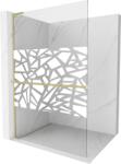Mexen Kioto+ L zuhanyfal polccal Walk-in 80 x 200 cm, fehér minta, arany kefe - 800-080-123-55-85 (800-080-123-55-85)