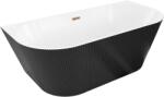 Mexen Oris fal menti szabadon álló bordázott kád 170 x 80 cm, fehér/fekete, rózsaarany túlfolyó - 52871708075-60 (52871708075-60)