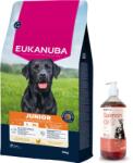 EUKANUBA EUKANUBA Junior Large 15kg + Lab-V 100% lazacolaj kutyáknak és macskáknak minden korosztály számára 1000ml hidegen sajtolva