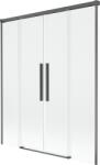 Mexen Rox 2 szárnyas, 150 x 150 cm-es, átlátszó, gun gray kefélt, toló zuhanyfal - 8C9-150-002-66-00 (8C9-150-002-66-00)
