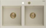 Mexen Hektor 2-medencés gránit mosogató 800 x 480 mm, beige, arany szifonnal - 6521802000-69-G (6521802000-69-G)
