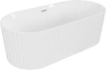 Mexen Paola szabadon álló bordázott kád 150 x 75 cm, fehér fényes, szálcsiszolt nikkel túlfolyó - 52721507500-97 (52721507500-97)